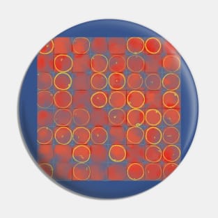 Red apple pattern on blue grid Pin