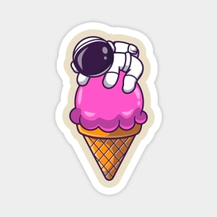 Astronaut On Ice Cream Cone Cartoon Magnet