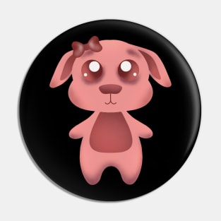 Pink Girl Puppy Cute Kid Art Pin