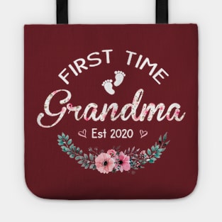 Women Promoted to Grandma Est 2020 First Time Grandma Floral Tote