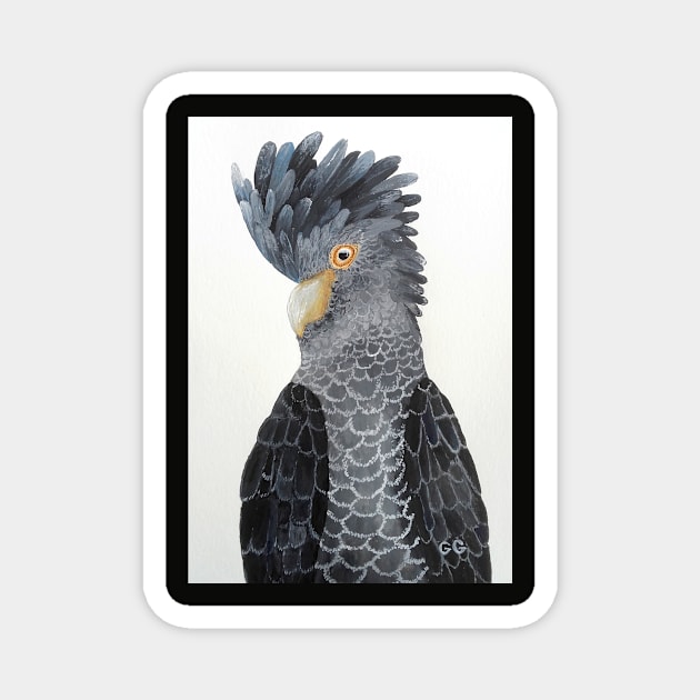 Black Cockatoo - bird art - painting Magnet by GarryGreenwood