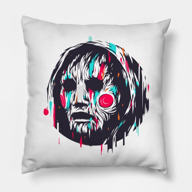 Creppy mask face Pillow by Evgmerk