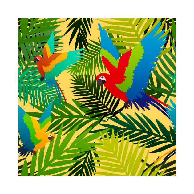 Tropical Parrot Pattern by Kelly Louise Art