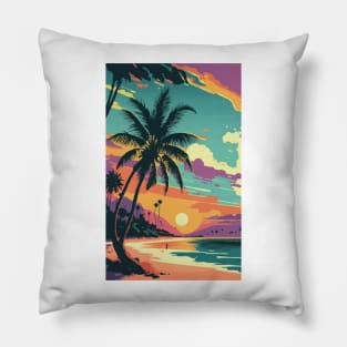 Sunset at the beach Pillow