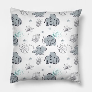 Cute baby pattern with elephants and plants Pillow