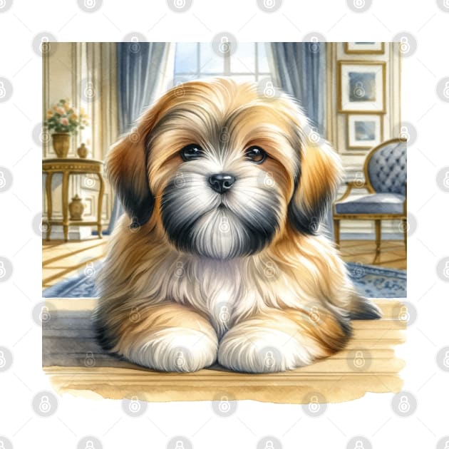 Watercolor Lhasa Apso Puppies - Cute Puppy by Aquarelle Impressions