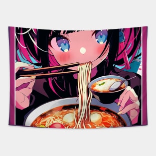 Cute Anime Girl |  Ramen Noodles | Hentaii Chibi Kawaii Design Tapestry