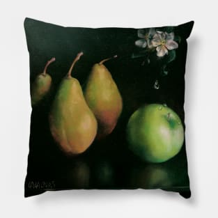 Tantric Fruits 4: Be Yourself. Dutch Still Life with Apple and Pears. Pillow