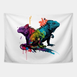 Colorful Iguana Art Tapestry