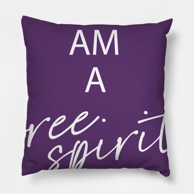 Free Spirit White Pillow by ADERA ANGELUCCI