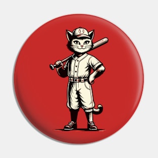 Cat baseball player Pin