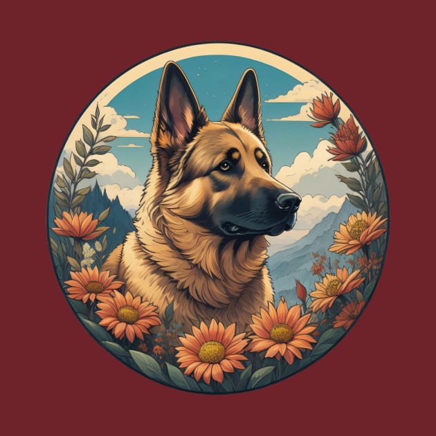 German Shepherd Dog Landscape Portrait by Pet And Petal