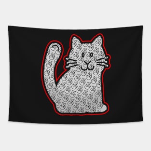 PEACE KITTY CAT STICKER | RED BURGUNDY Tapestry