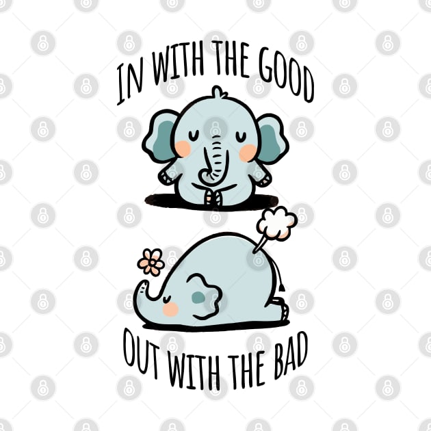 Cute Elephant Breathing Yoga In and Out Meditation design by Luxinda