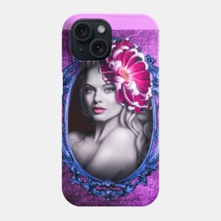 Vivid Fucsia Gorgeous girl Floral Artwork Phone Case