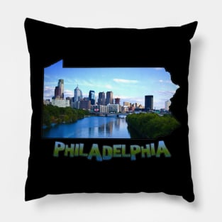 Pennsylvania State Outline (Philadelphia & Delaware River) Pillow