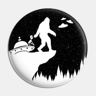 Alien And Bigfoot Silhouette Pin