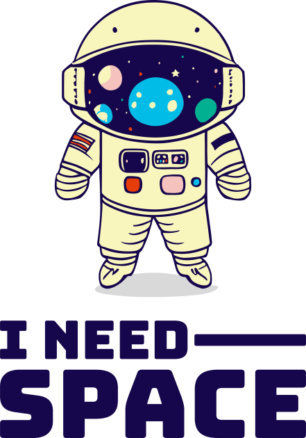 I Need Space || Cute Astronaut || Vector Art Space Man Kids T-Shirt by Mad Swell Designs