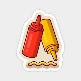 Ketchup And Mustard Cartoon Magnet