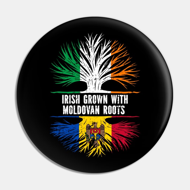 Irish Grown With Moldovan Roots Ireland Flag Pin by silvercoin