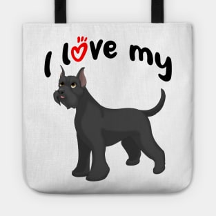 I Love My Schnauzer Dog (Cropped Ears) Tote