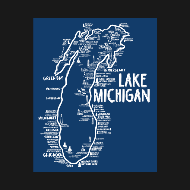 Lake Michigan Map by fiberandgloss