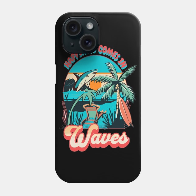 Happiness Comes In Waves, Hello Summer Vintage Funny Surfer Riding Surf Surfing Lover Gifts Phone Case by Customo