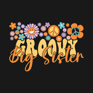 Retro Groovy Big Sister Peace Love Matching Family Bday T-Shirt