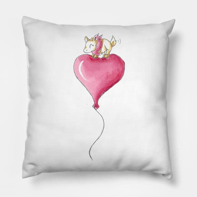 Balloon Ride (Baby Girl) Pillow by KristenOKeefeArt