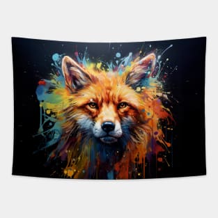 Bold Fox in Paint Splashes Tapestry