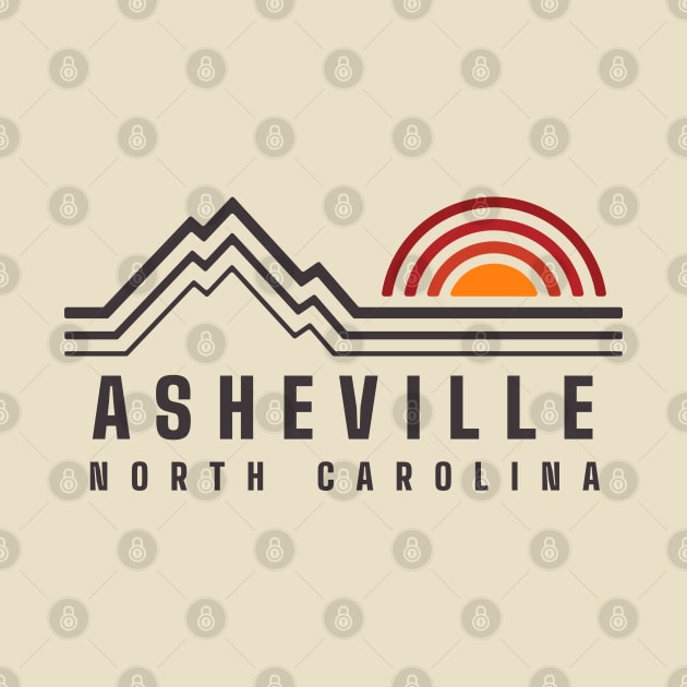 Vintage Asheville North Carolina Sunrise over Mountain by BackintheDayShirts