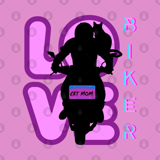 BIKER AND BEST CAT MOM MOTORCYCLE RIDER PURPLE by DAZu