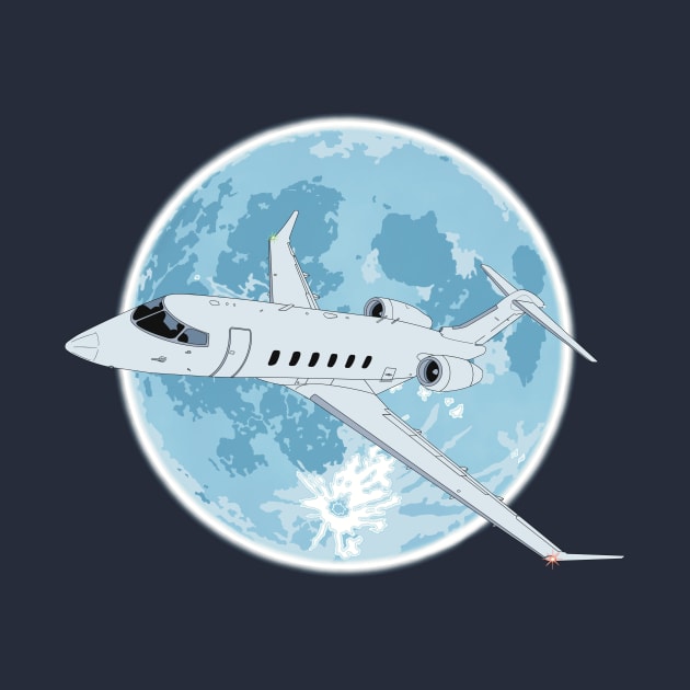 Bombardier Challenger 350 Jet Full Moon by Kassi Skye