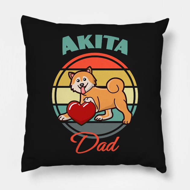 Akita Inu Dad Dog puppy Lover Cute Mothers Day Father's day Pillow by Meteor77