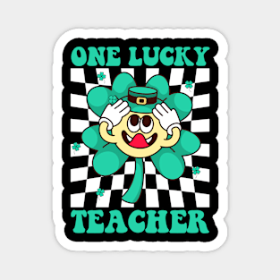 One Lucky Teacher Smile Face Retro Groovy St Patricks Day Magnet