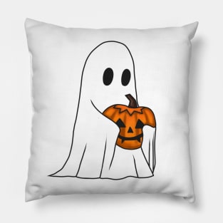 Spooky Ghost Boy Loves His Jack-o-lantern I Pillow