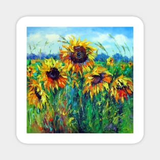 Sunflowers and the wind Magnet