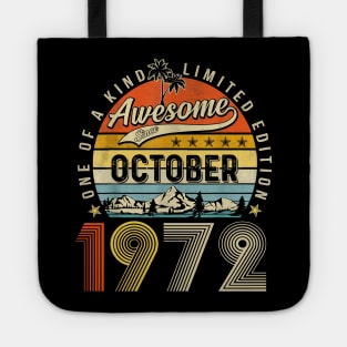 Awesome Since October 1972 Vintage 51st Birthday Tote