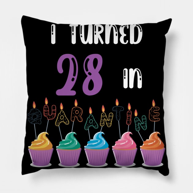 I Turned 28 In Quarantine funny idea birthday t-shirt Pillow by fatoajmii