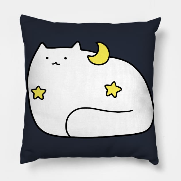 Stars and Moon White cat Pillow by saradaboru