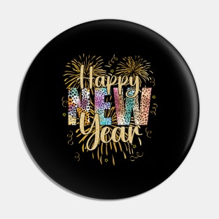 New Year's Eve Happy New Year 2024 Party Leopard Pin