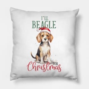 Christmas Beagle Pun Pillow