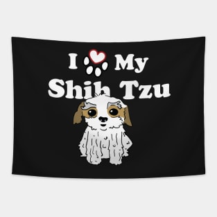 I Love My Shih Tzu Dog Illustration Tapestry