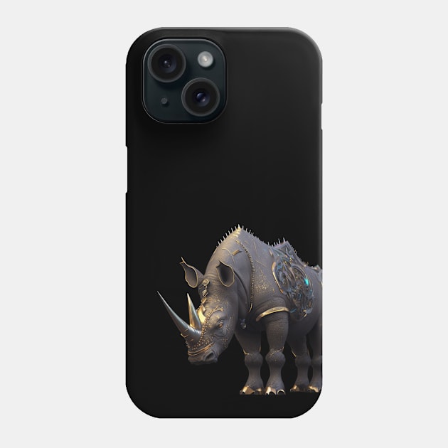 Black cyberpunk Rhino Phone Case by myepicass