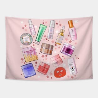 Korean Skincare Pattern Tapestry