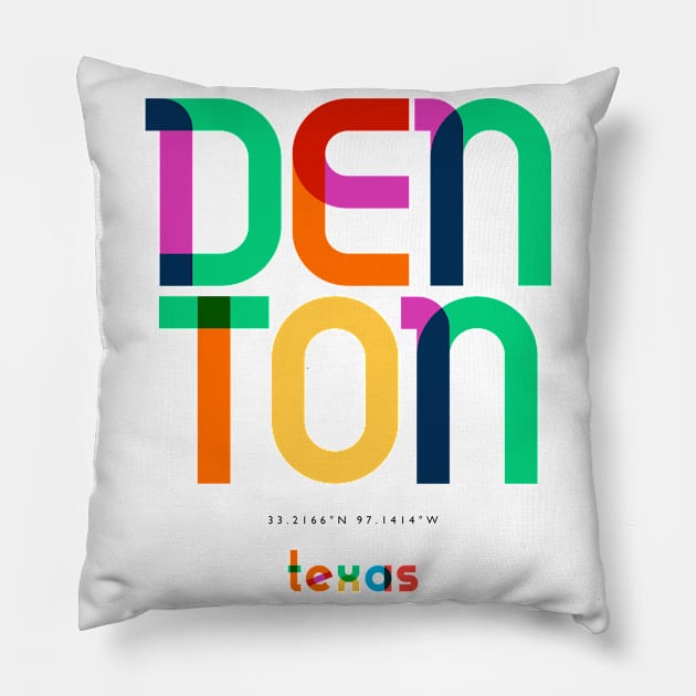 Denton Texas Mid Century, Pop Art, Pillow by Hashtagified