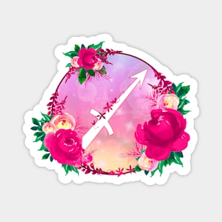 Sagittarius Zodiac Horoscope Pink Floral Monogram Magnet