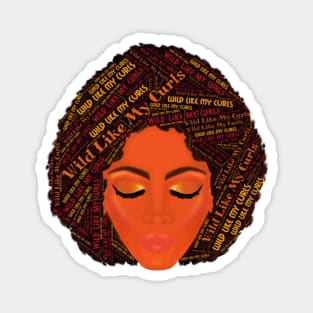 Wild Like My Curls Curly Afro (White Background) Magnet