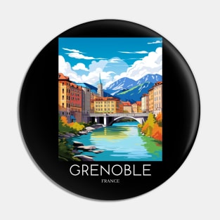 A Pop Art Travel Print of Grenoble - France Pin