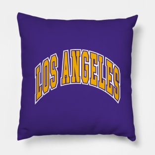 Los Angeles - Block Arch - Purple Gold/White Pillow